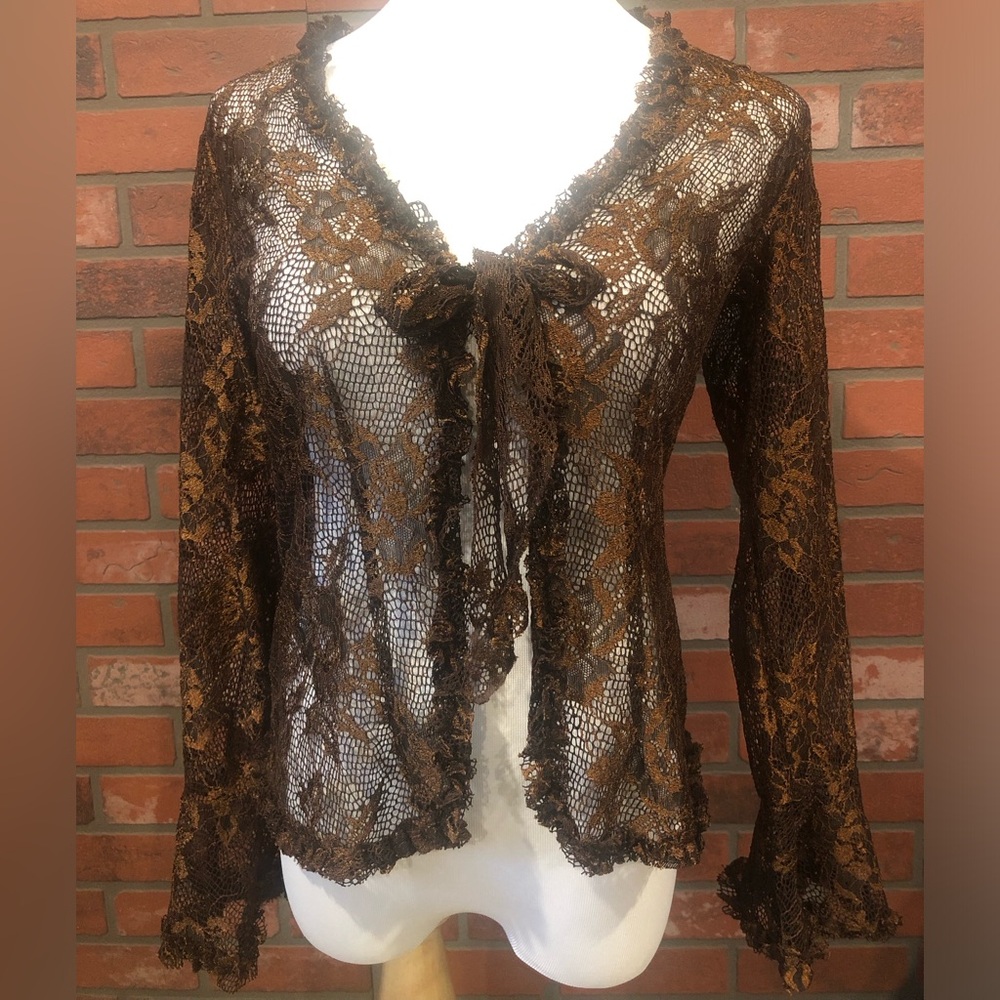 Size large Rossi Roma caramel/brown coloured lace cover up